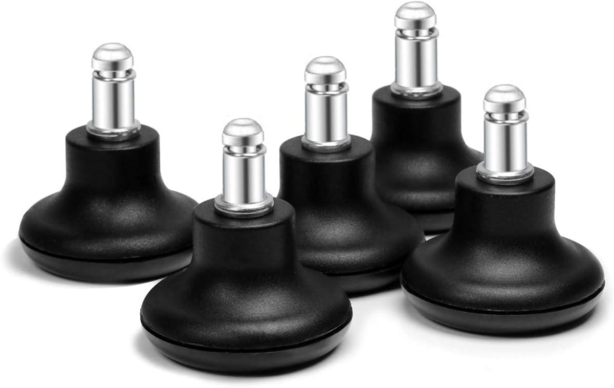 Bell Glides Replacement Office Chair or Stool Swivel Caster Wheels to Fixed Stationary Castors, Low Profile Bell Glides with Soft Rubber Bottom Instead of Self