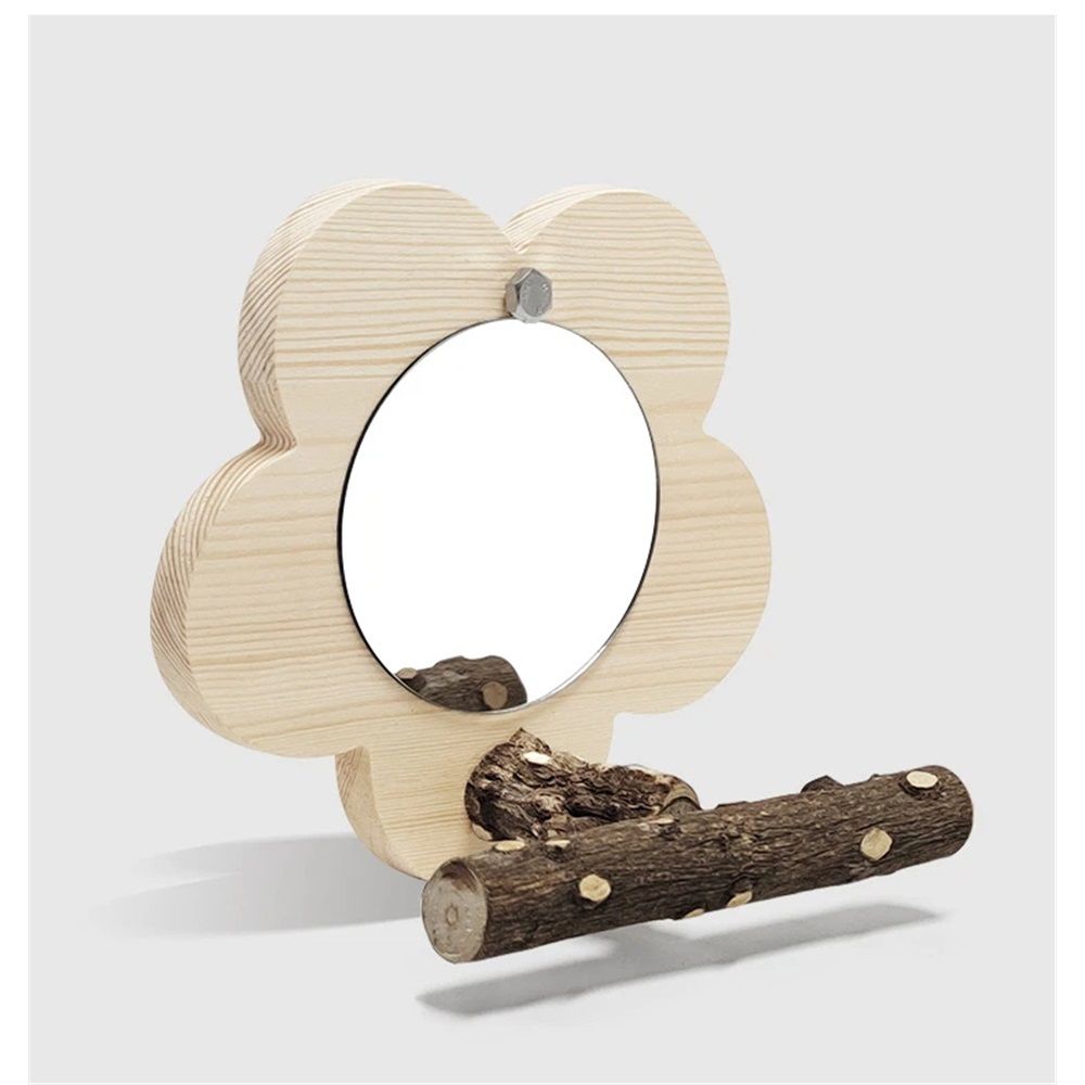 2pcs Parrot Perch Stand with Mirror & Chew Toys Natural Wood Bird Play Gym for Cockatiels, Conures, Lovebirds Cage Climbing Ladder Beak Grinding Activity โ image 2