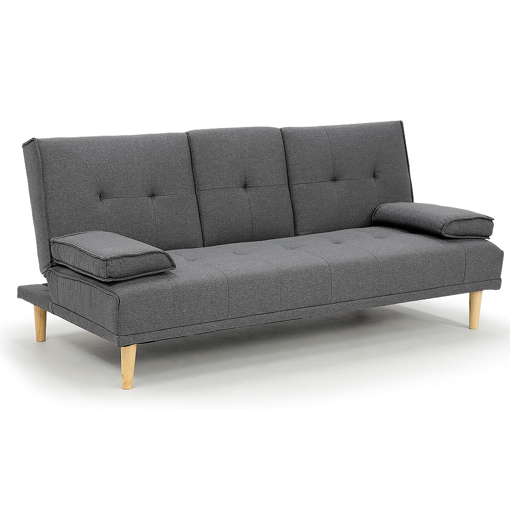 Sarantino Rochester Linen Fabric Sofa Bed Lounge Couch Futon Furniture Suite - Dark Grey โ image 3