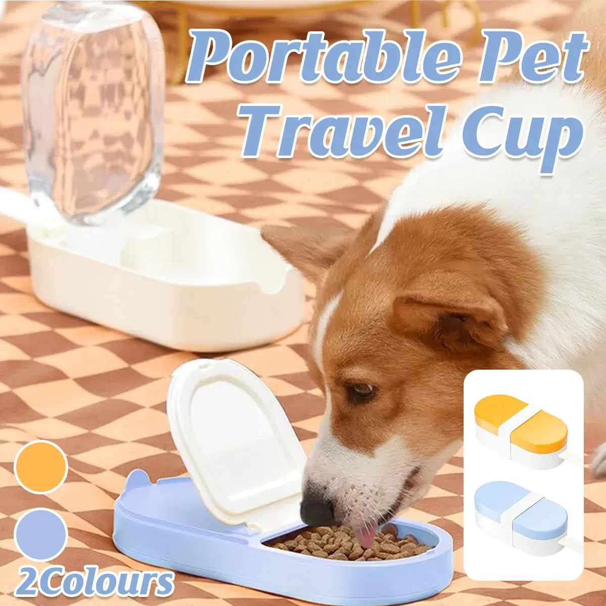Pet Travel Water Food Cup for Dog Walking Leakproof Portable Lightweight Outdoor - Orange — image 2