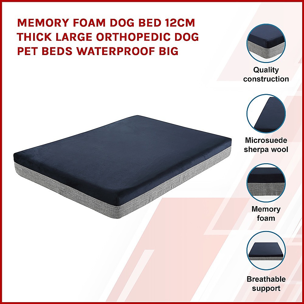 Memory Foam Dog Bed 12CM Thick Large Orthopedic Dog Pet Beds Waterproof Big โ image 3