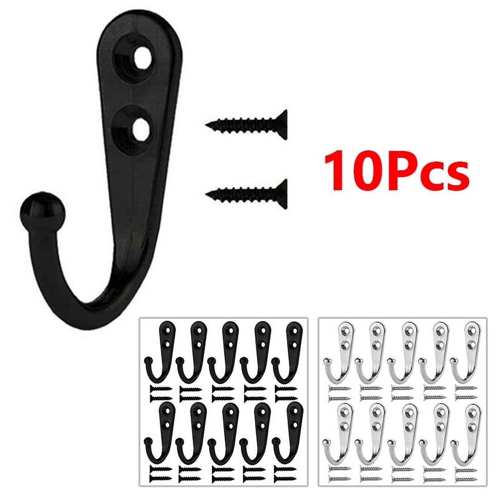 10pcs Vintage Wall Hooks With Screws Hangers Door Wall Metal Screws Zinc Alloy Hanger Hook For Home Decorative Hanging Storage Black Smile Home — image 6