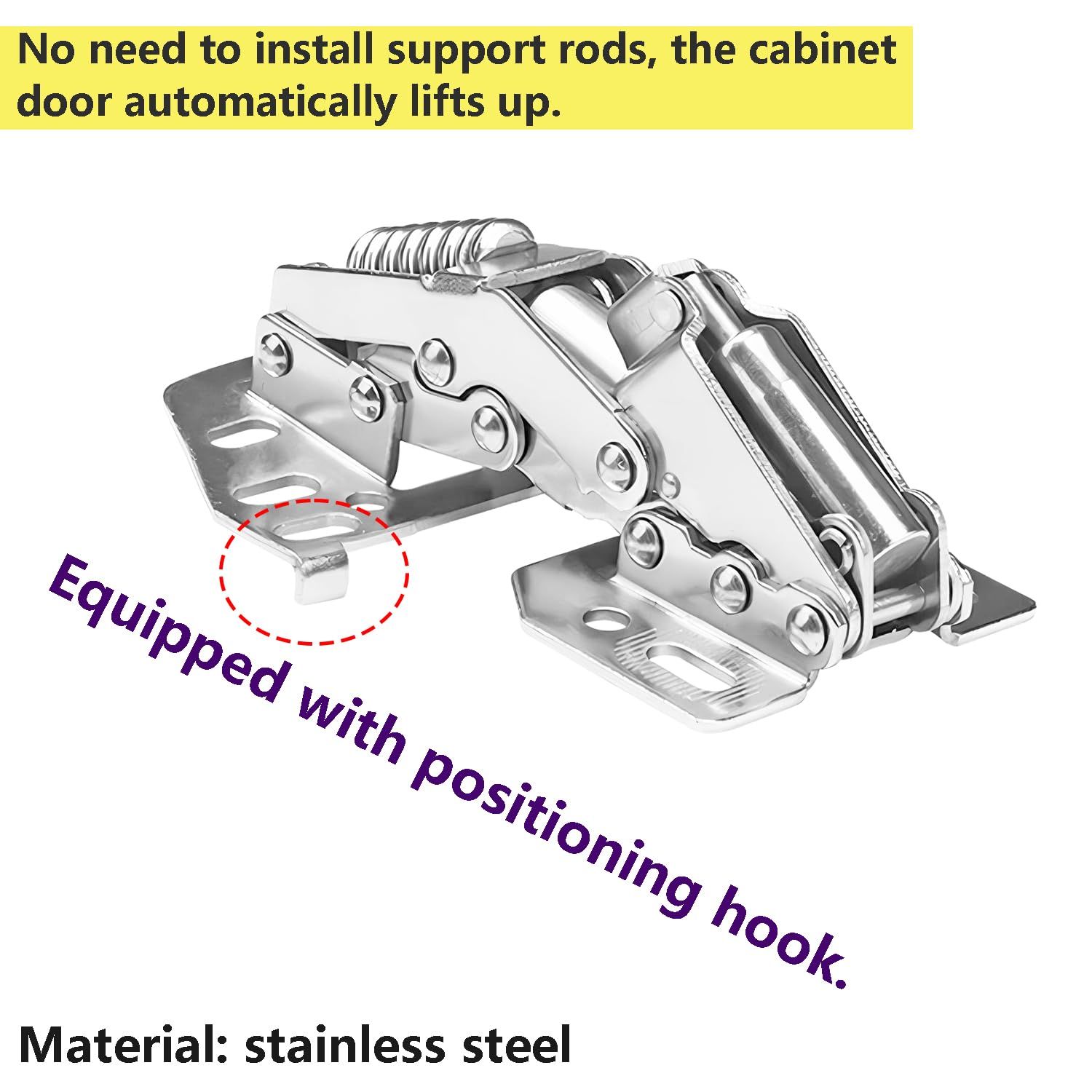 2 PCS Cabinet Hinges Heavy Duty Lid Stay Hinges, Soft Close Lid Hinge, Furniture Door Lift Stay Support Hinge — image 2