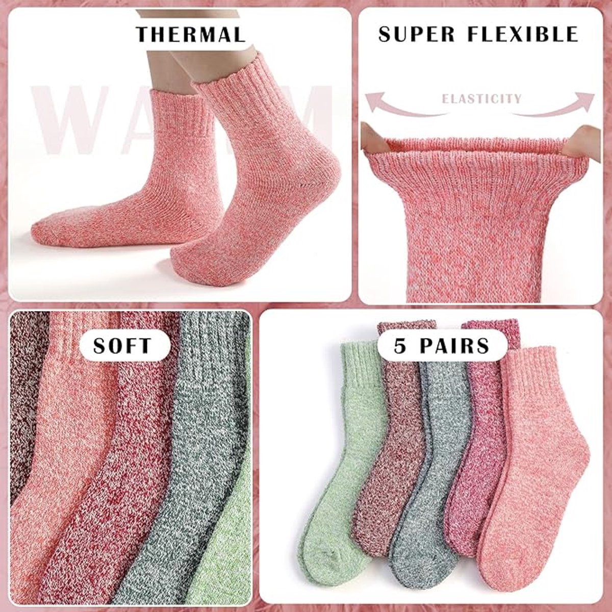 Socks - Indoor socks - Night socks - Warm winter socks - Warm women's socks - Thick - Winter - Women - Girls - Home - Night - Christmas gifts โ image 5