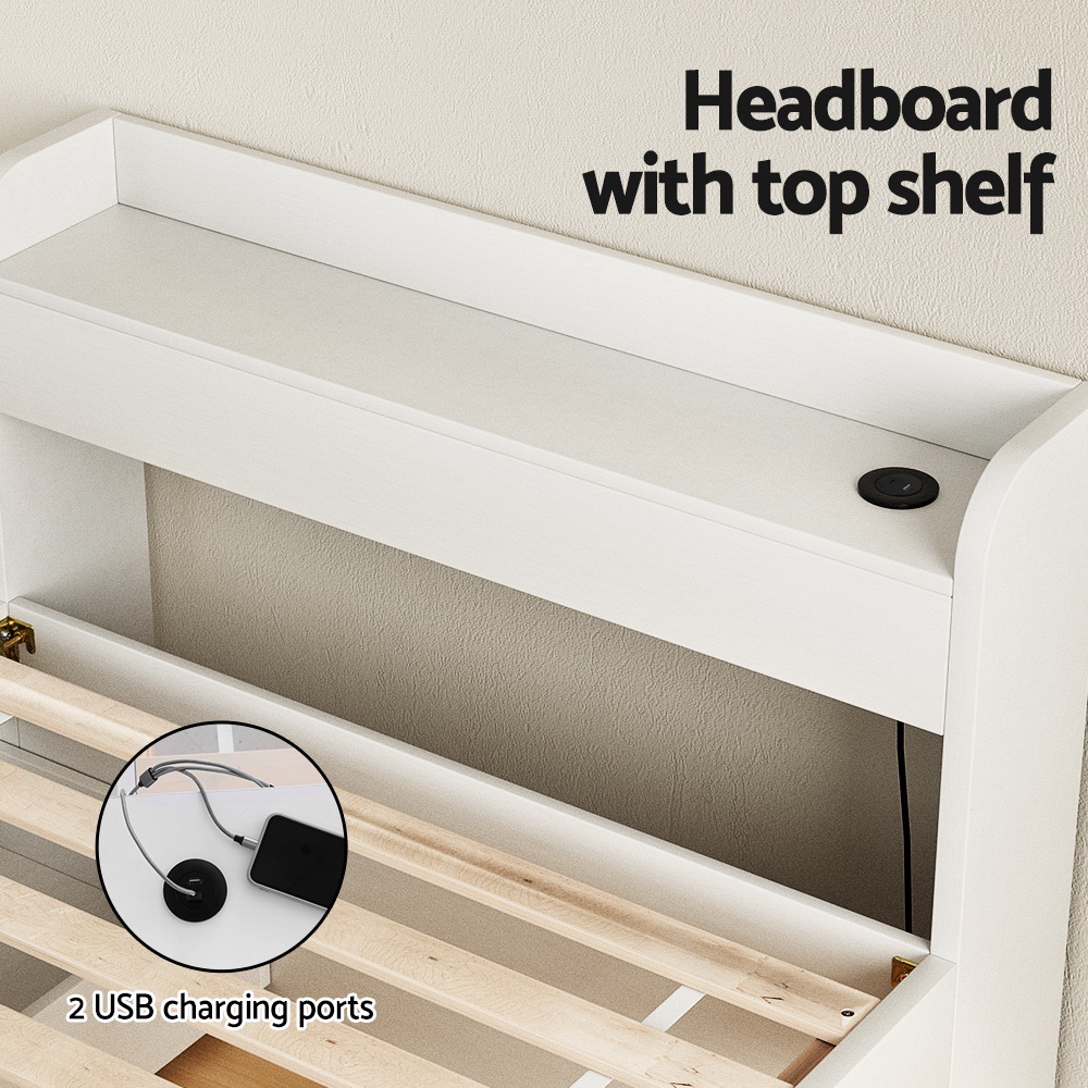 Artiss Bed Frame Single Size with Charging Ports and 2 Drawers AURA โ image 6