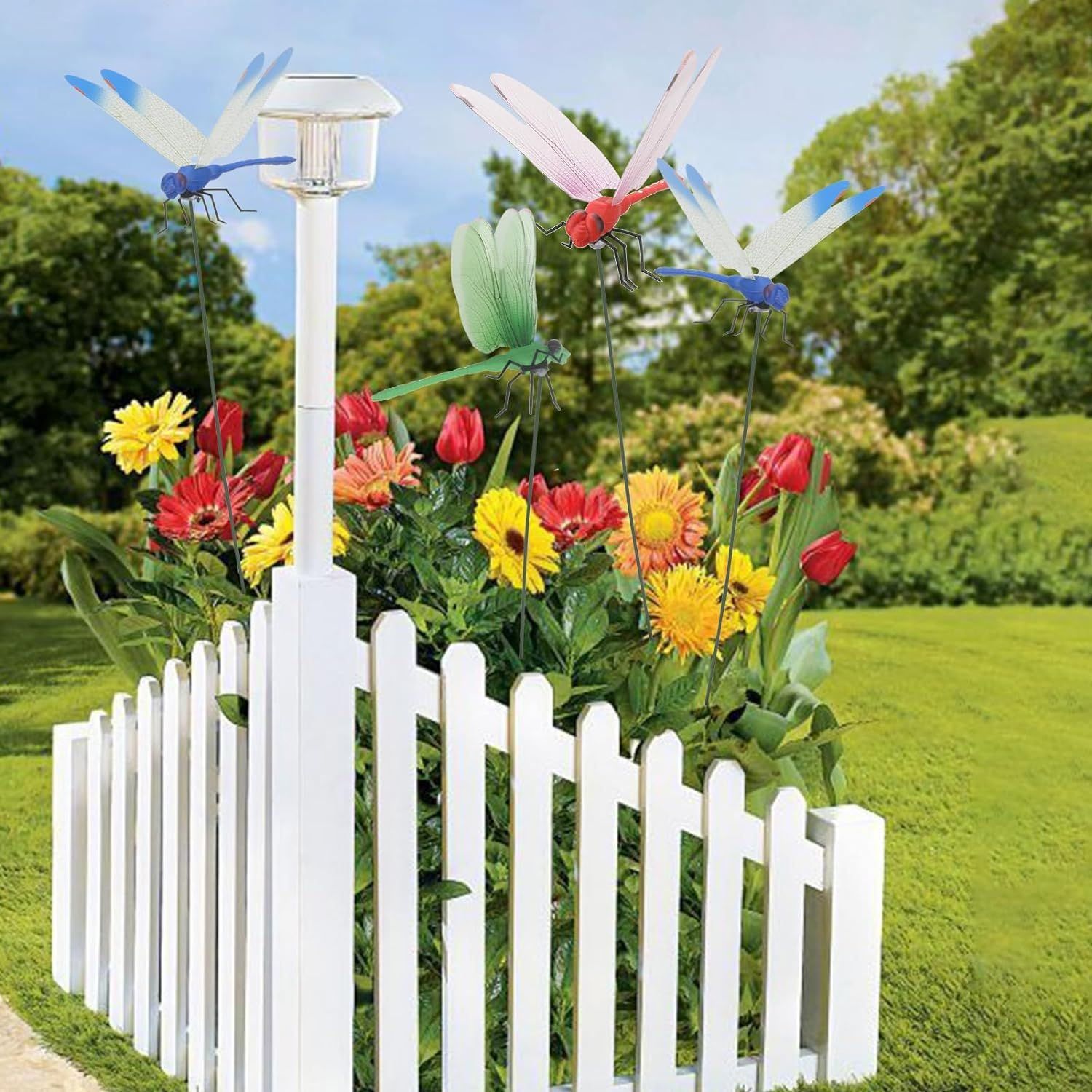 3 Pack Dragonfly Clip,3D Dragonfly Garden Stakes Decor,Fly Deterrent, Dragonfly Humming Bird Stakes,Deer and Horse Fly Deterrent โ image 3