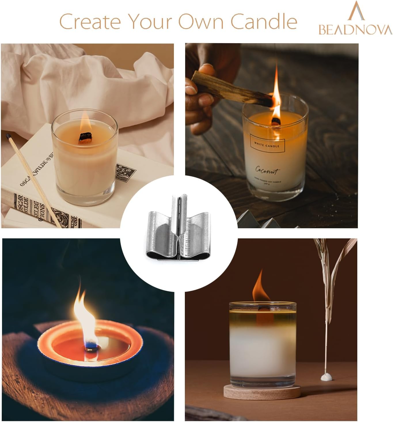 Wood Candle Wick Clips 50pcs Wood Wick Base Sustainer Tabs for Candle Making and DIY (16mm/ 0.6 inch) โ image 5