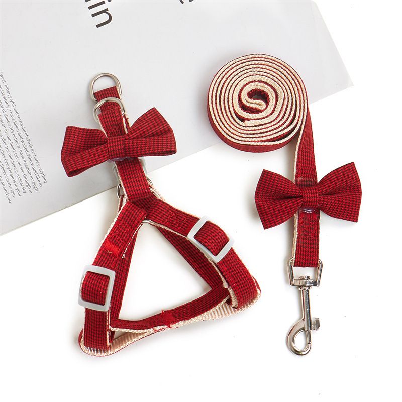 Nylon Houndstooth Dog Leash Cat Harness Blue 1.0cm Red 1.0cm recommend 1.50 kg-3.50 kg