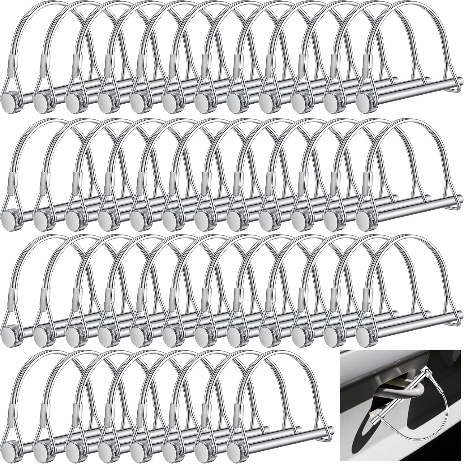 60 Pcs Arch Trailer Coupler Pin 1/4'' x 2-3/4" Safety Shaft Locking Pin Heavy Duty Hitch Pins Carbon Steel Trailer Gate Pin for Wagons Towing Garden Farm Lawn