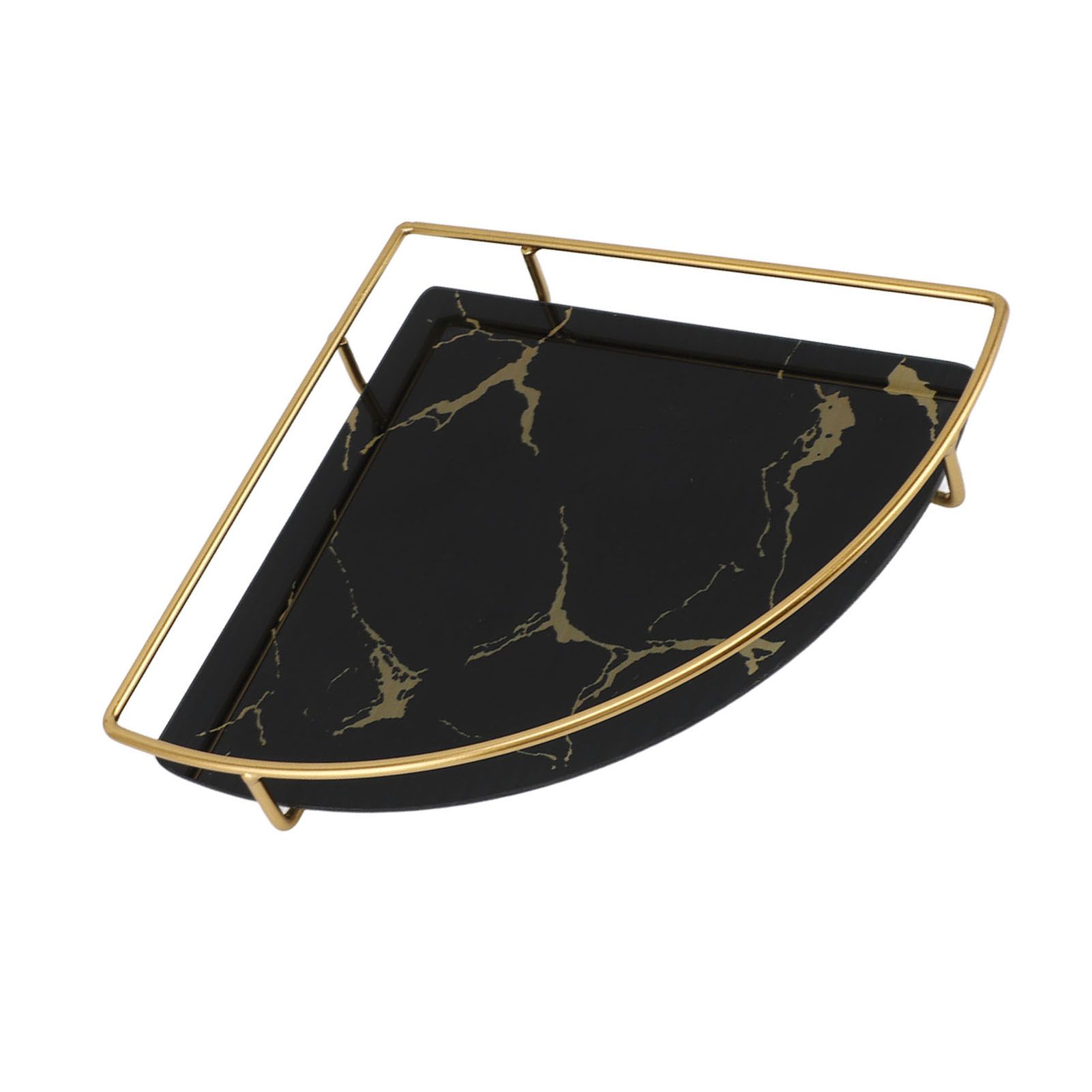 Bathroom Storage Tray Light Luxury Decorative Golden Texture Triangle Bathroom Organiser Tray for Soap Towel Paper Napkins Jewellery Makeup Black โ image 5