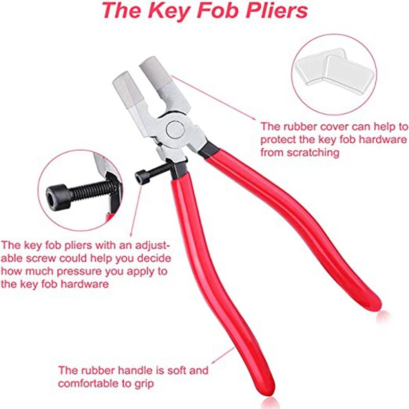 60pcs Key Fob Hardware with 1Pcs Key Fob Pliers, Glass Running Pliers Tools with Curved Jaws, Studio Running Pliers — image 3