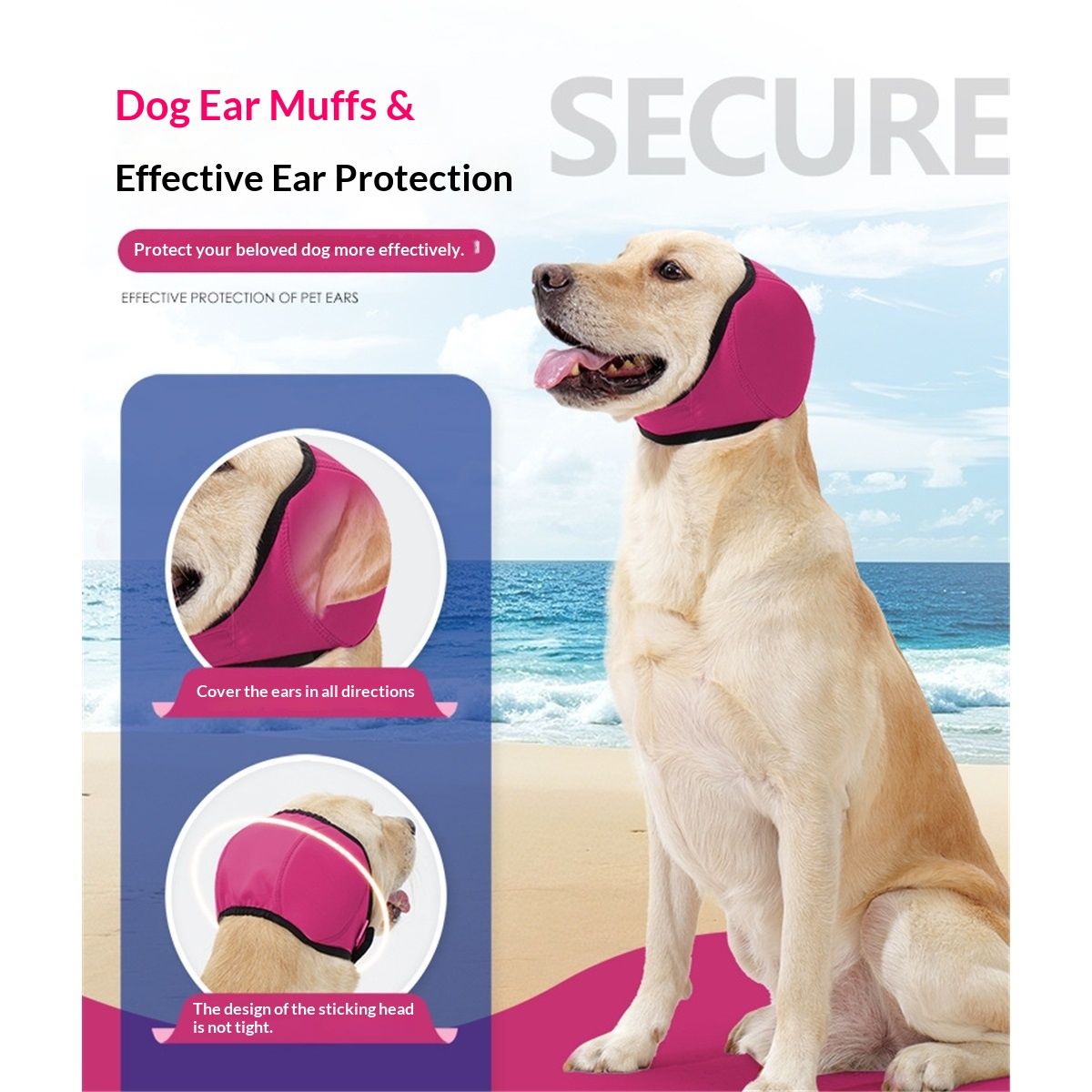 Dog Ear Muffs & No Shake Ear Wrap for Hematoma, Bathing, Drying,Swim& Noise Anxiety Relief - Elastic Waterproof Ear Protector with Calming Hoodie Design for — image 3