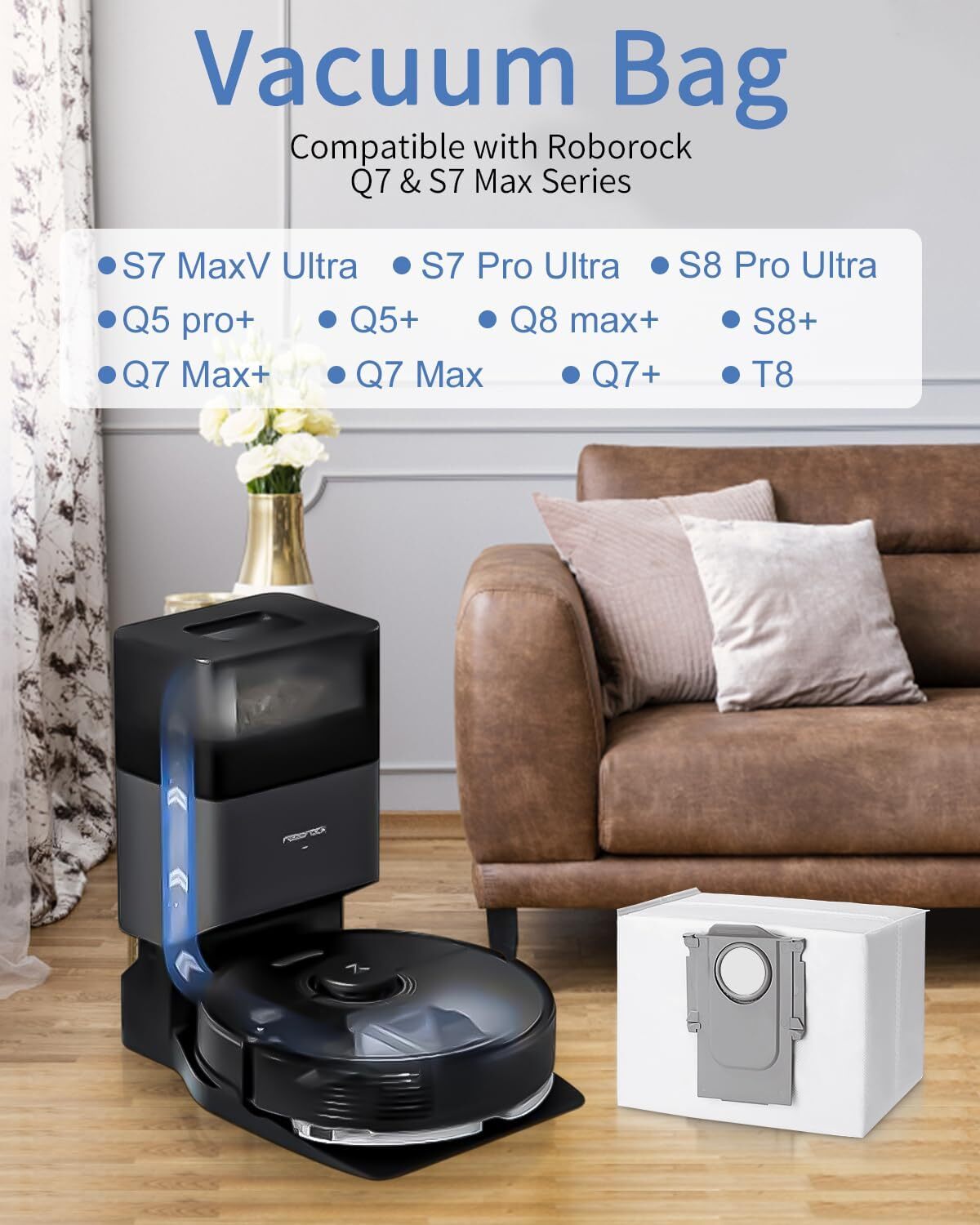 Suitable for Roborock S8 Pro Ultra S7 MaxV Ultra S7 Pro Ultra Q7 Robot Vacuum Cleaner Bags 10 pcs compatible — image 2