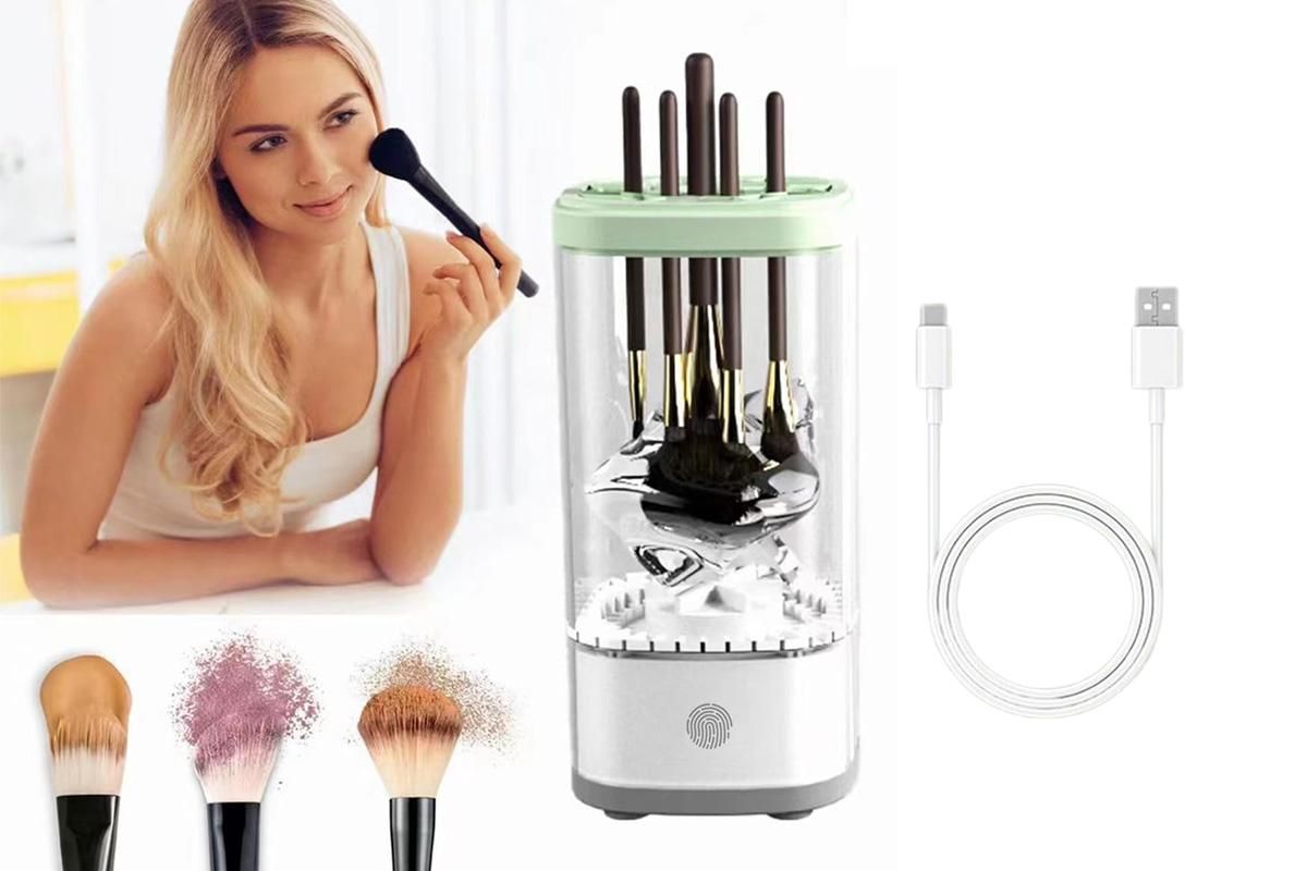 Electric Makeup Brush Cleaner and Dryer Machine Automatic Brush Super Fast Cleaning Tool -White