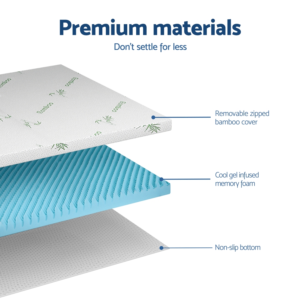 Giselle 8cm Memory Foam Mattress Topper Gel Egg Crate Foam Bamboo Double — image 5