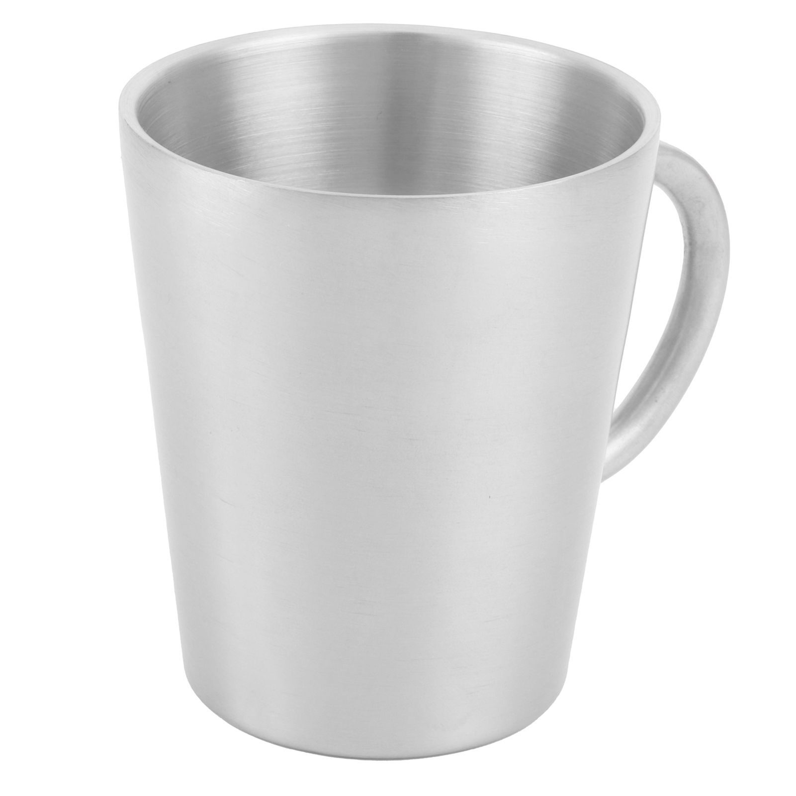 300ml Portable Mug 304 Stainless Steel Double Walled Insulated Coffee Beer Cup with HandleMatte Silver — image 4