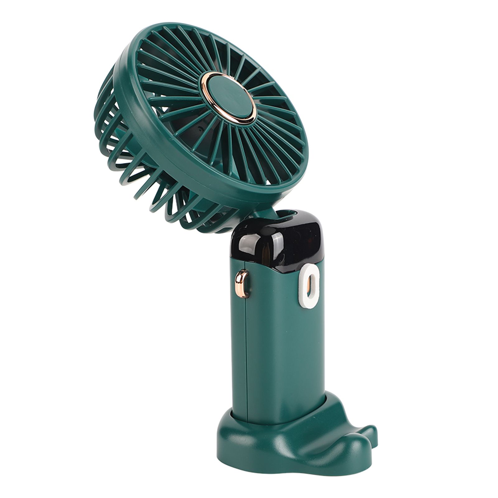 Mini Handheld Fan ABS Portable Digital Display USB Charging Foldable Neck Hanging Fan with Lanyard for Office Outdoor Green — image 4