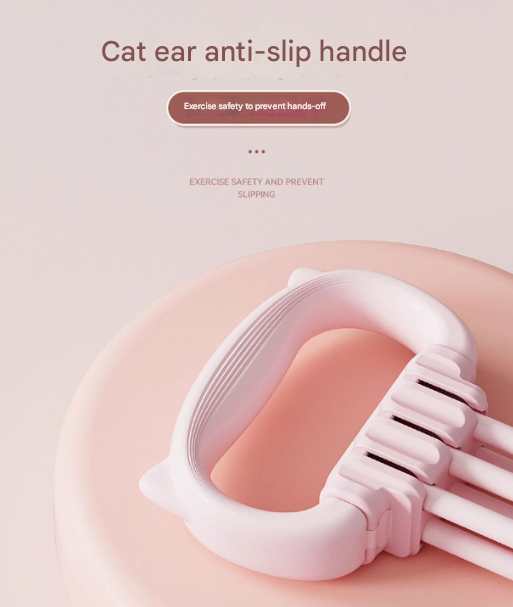 Pink Adjustable Resistance Chest Expander with 6 Levels - Cute Cat Ear Puller for Full Body Workout — image 5