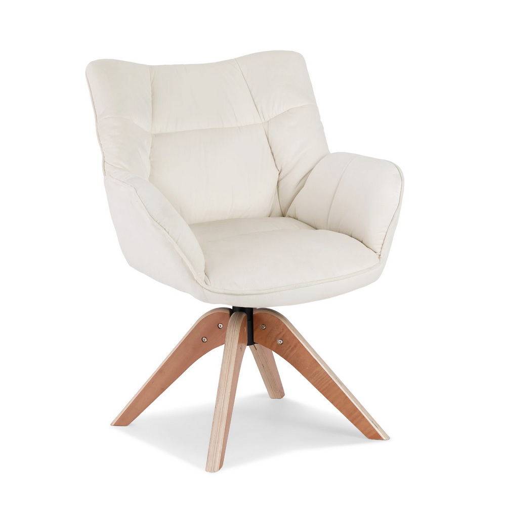 Artiss Swivel Chair Armchair Nursing Velvet White — image 3