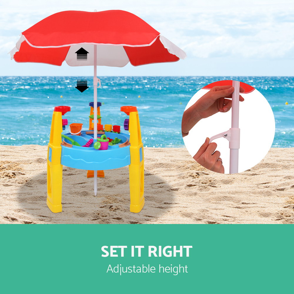 Keezi Kids Sandpit Pretend Play Set Water Sand Table Children Outdoor Toy Umbrella โ image 4