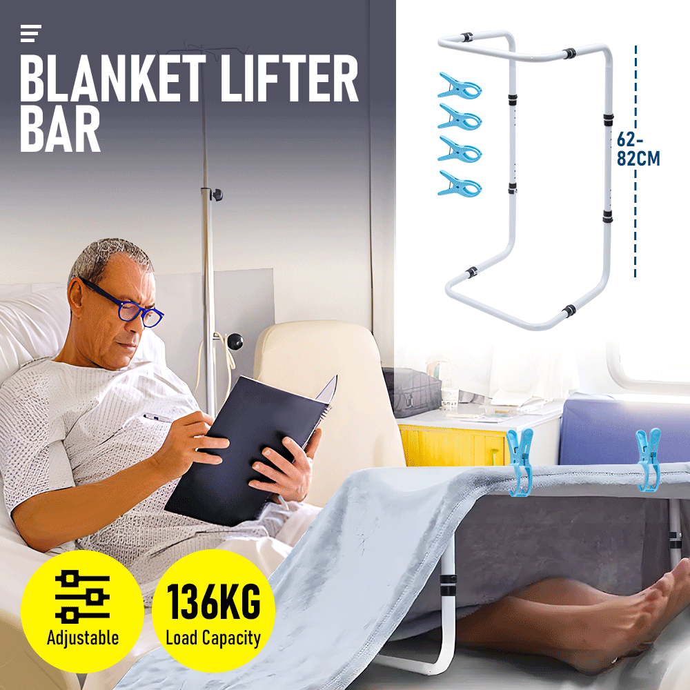 Blanket Lifter Bar 62-82cm Height Adjustable Feet Tent Steel Bed Cradle Max Load 136kg with 4 Clips for Feet Toes Leg Knee Ankle Post Surgery Recovery โ image 2