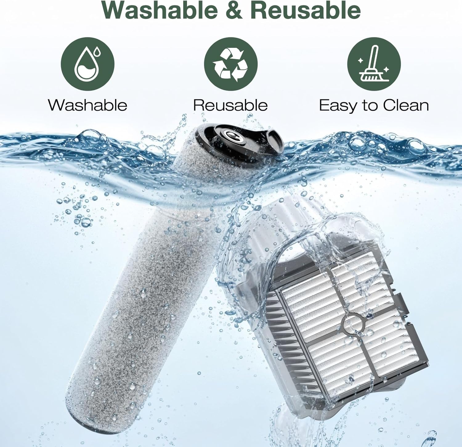 2+4 Pack iFloor 3/ S3 Brush Roller and HEPA Filter Set Compatible with Tineco iFloor 3/ Floor One S3 Cordless Vacuum Cleaner, 2 Pack Brush Rollers + 4 Pack — image 5