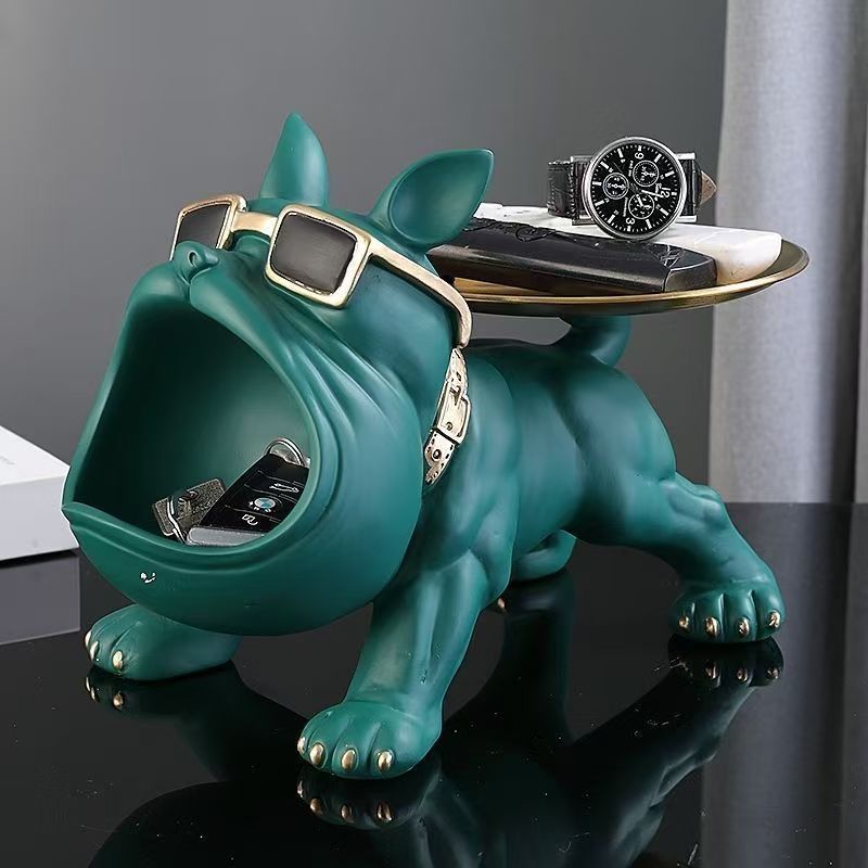 Cool French Bulldog Statue Storage Tray Orange Resin Dog Figurine Key Bowl and Candy Organiser with Open Mouth Design for Entryway Table Home Decor โ image 4