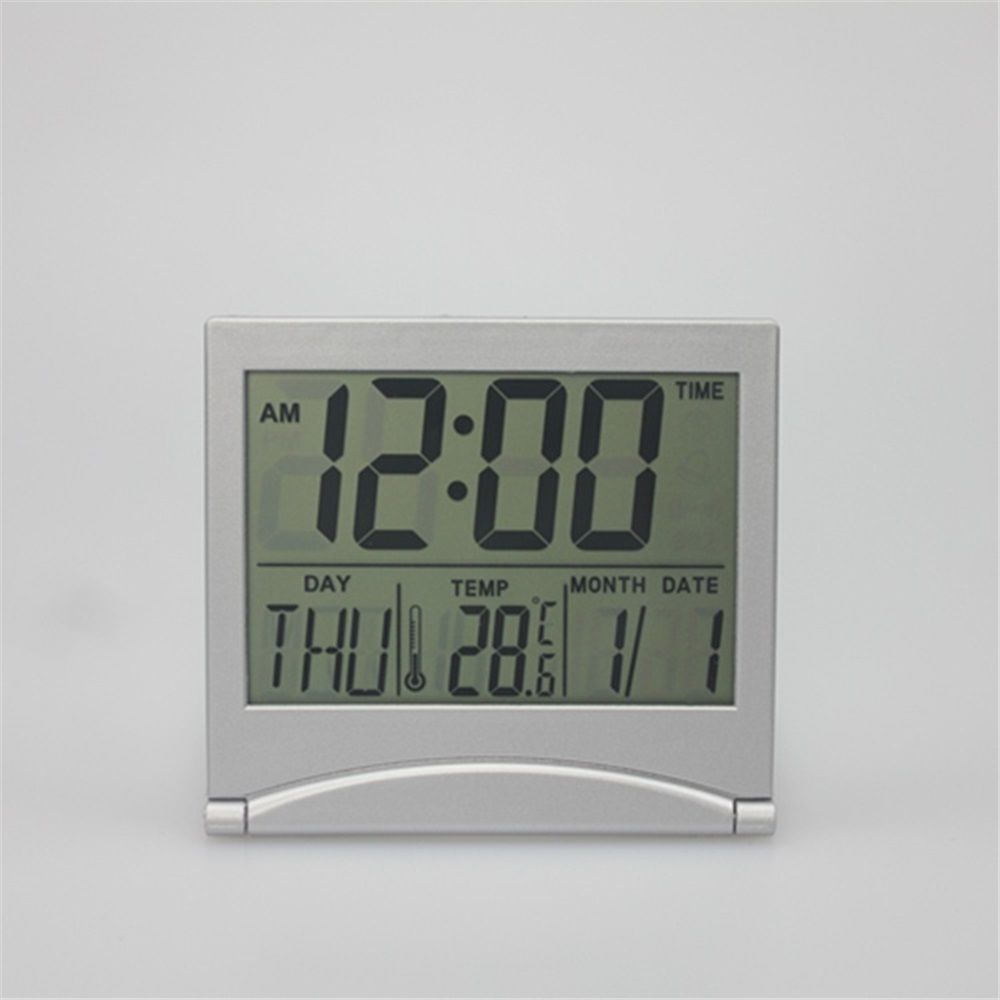 2 pack Digital Travel Alarm Clock - Foldable Calendar Temperature Timer Clock - Large Number Display, Compact Desk Clock for All Ages(Battery not included)