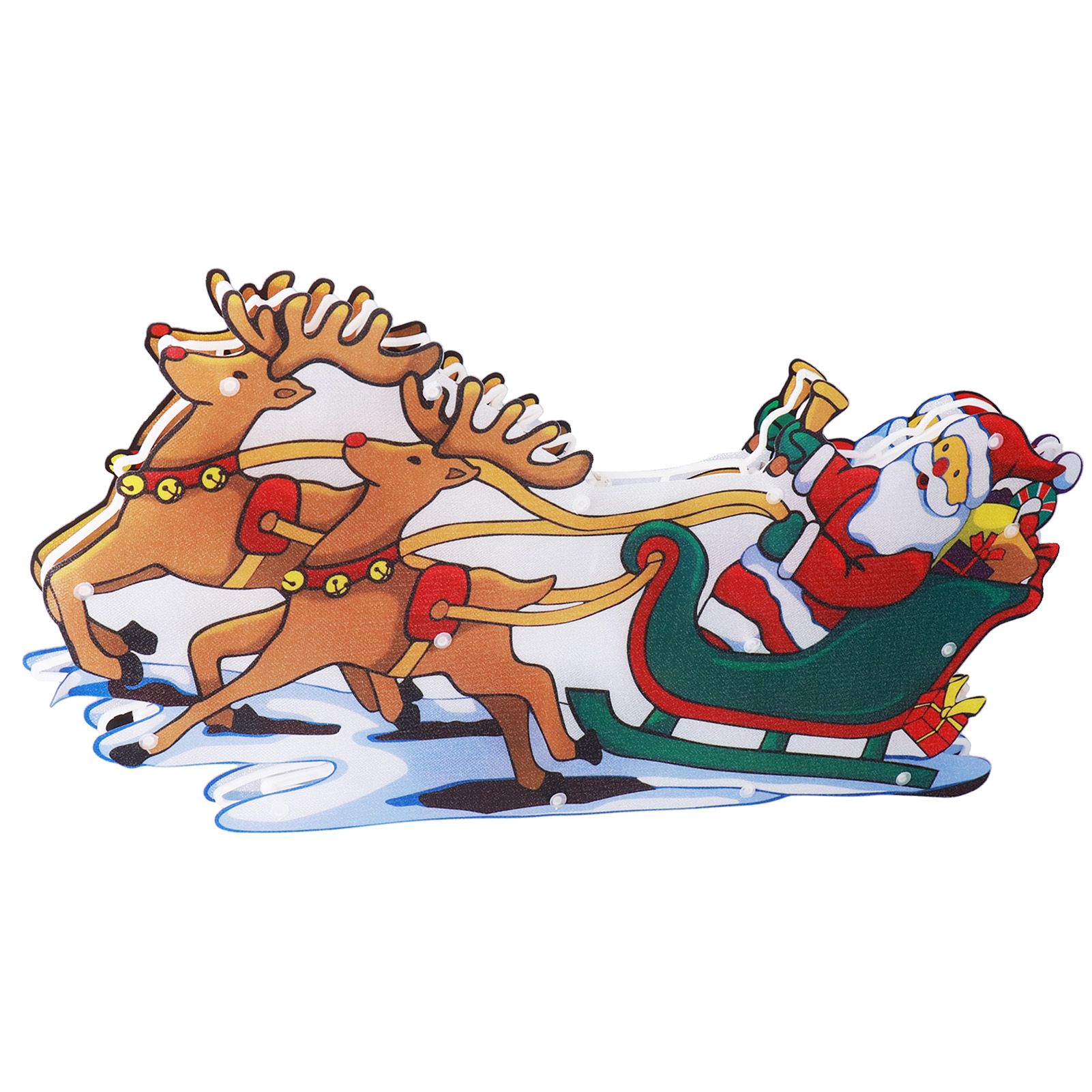 LED Christmas Light Sled Santa Claus Pattern Window Hanging Lamp Battery Powered with Suction Cup Festival Decoration โ image 3
