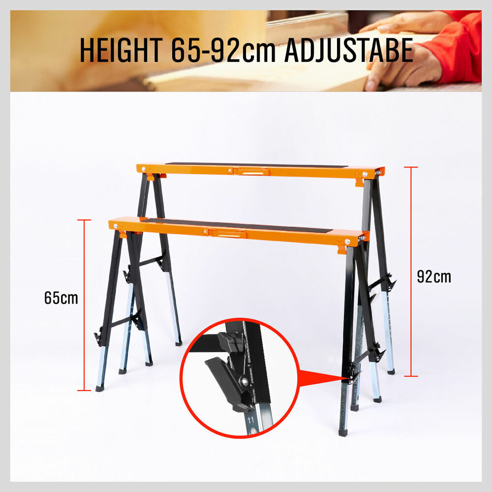 4Pc Mastercraft Sawhorse Metal Folding Non-slip Surface Saw Horse 120KG Capacity โ image 6