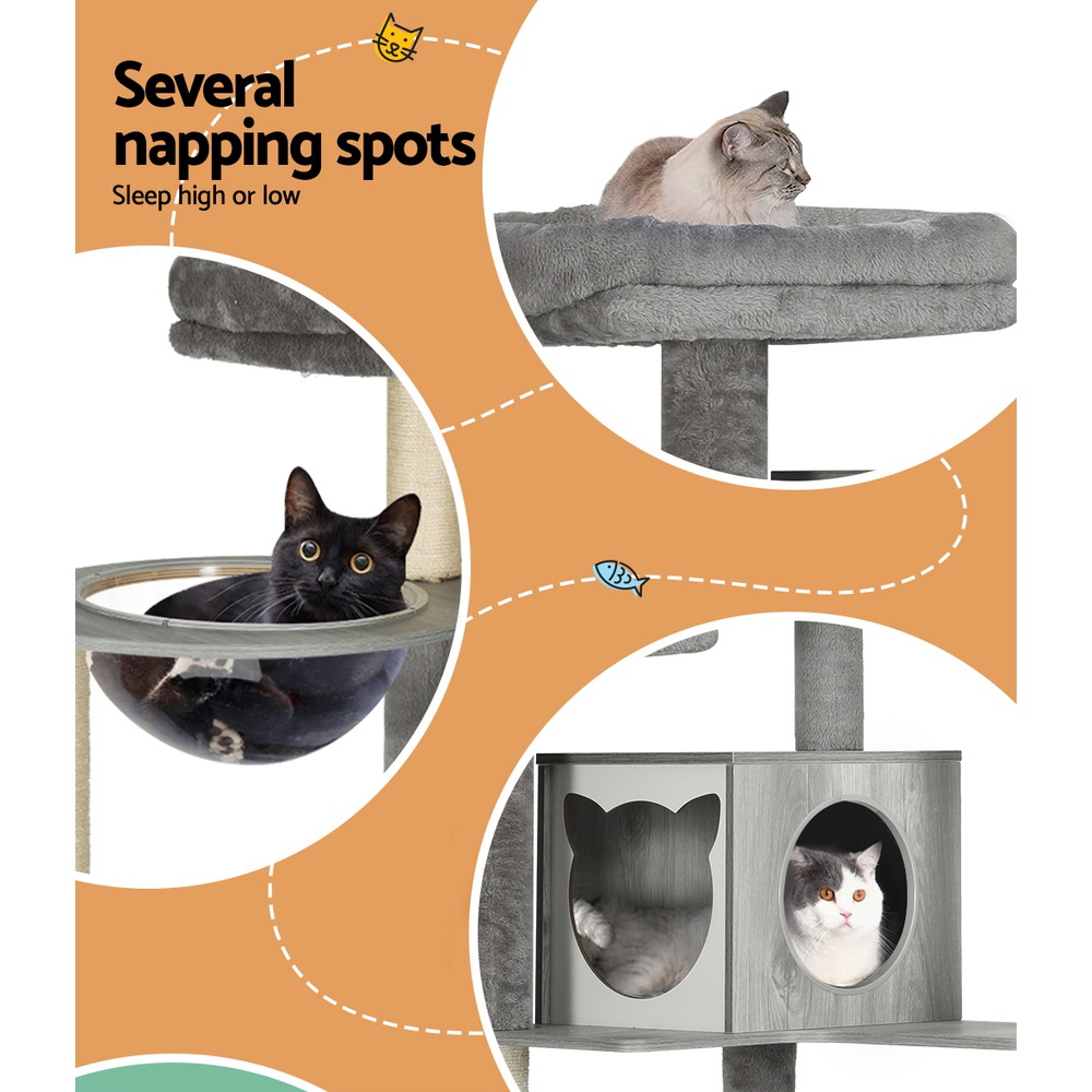 i.Pet Cat Tree 178cm Tower Scratching Post Scratcher Wood Bed Condo House Wooden Ladder — image 5
