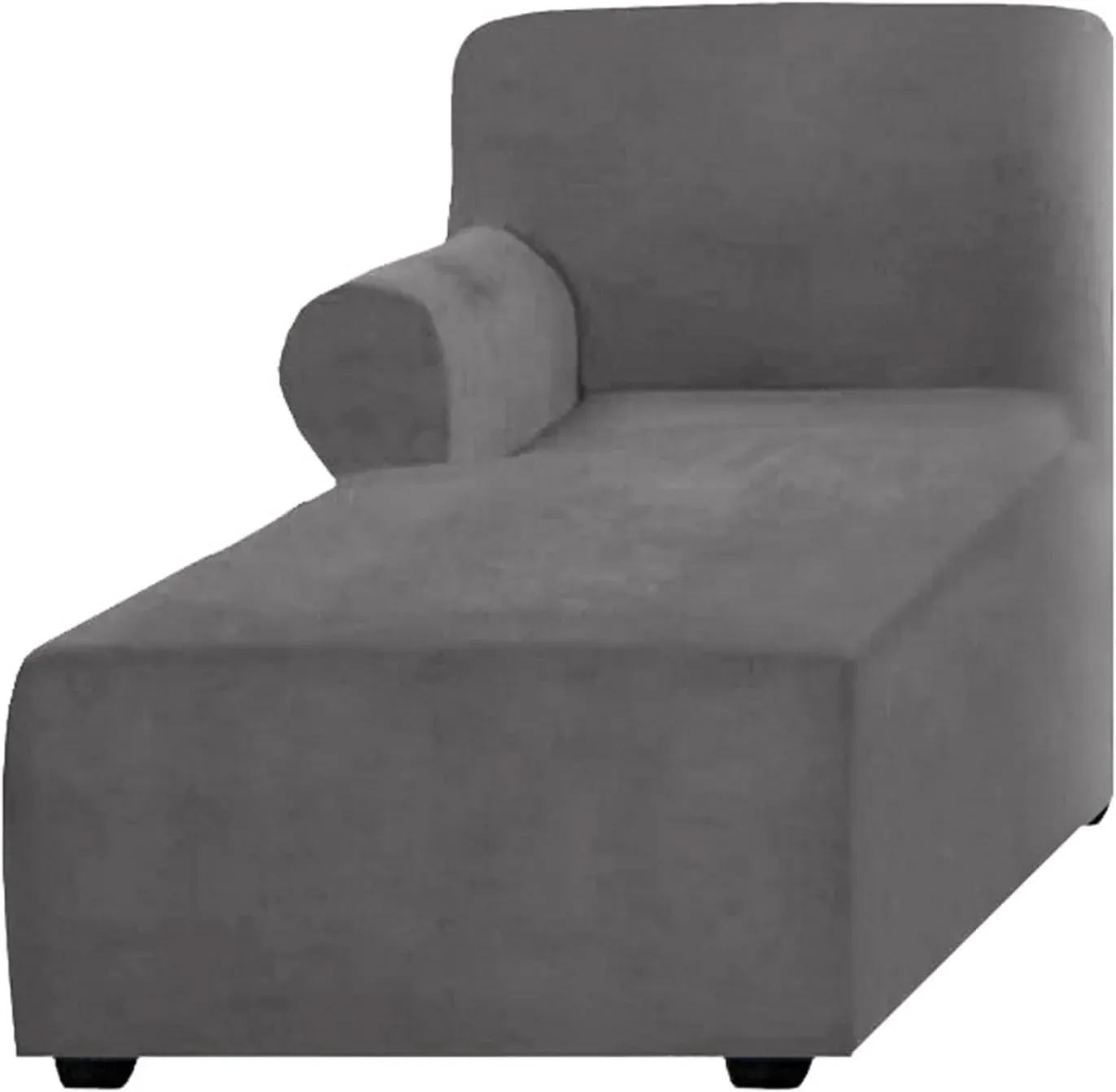 Velvet Chaise Lounge Slipcover, Stretch Anti Slip Sofa Protector for Living Room Pets, Left Grey