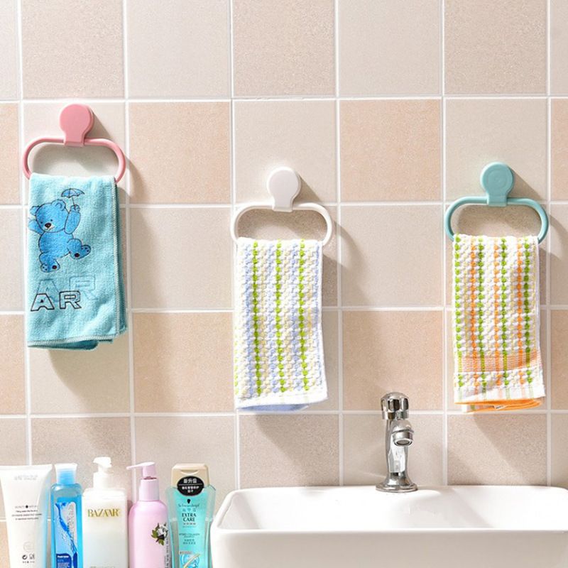 Oval Towel Hanger Adhesive Hand Towels Holder Hand Towel Holder for Bathroom Shower Washcloth Holder Towel Bar Stick Adhesive — image 5