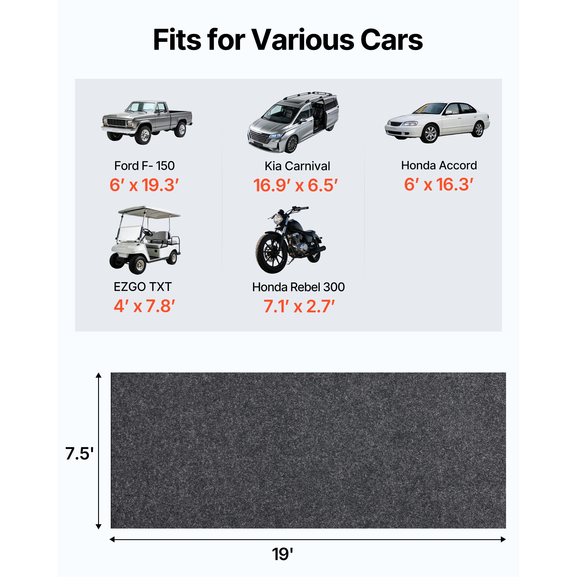 Garage Floor Mat, 2.3 x 5.79 M Waterproof Protection from Water,Snow, Rain,Mud and Oil for Cars, Non-slip Heavy Duty Containment Mat with TPE Anti-Leak Backing — image 2