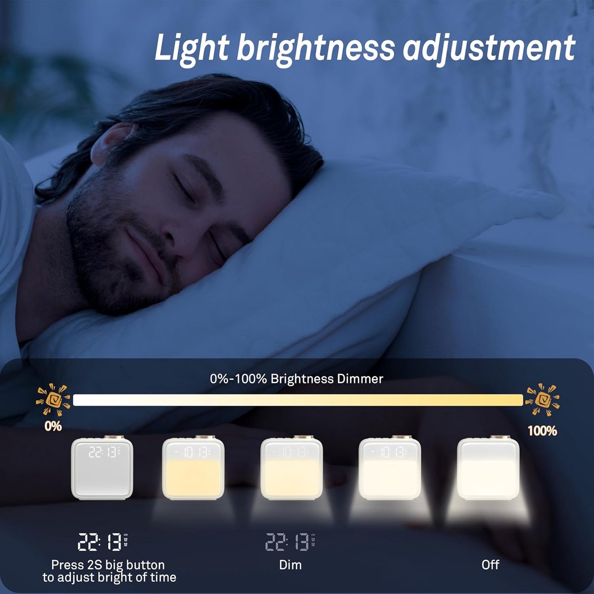 Wekker - Digital Alarm Clock - Alarm Clocks - Night Light - Wekker bedroom alarm clock with built-in battery - 6 scenes and noise synchronization - Dual alarm — image 6
