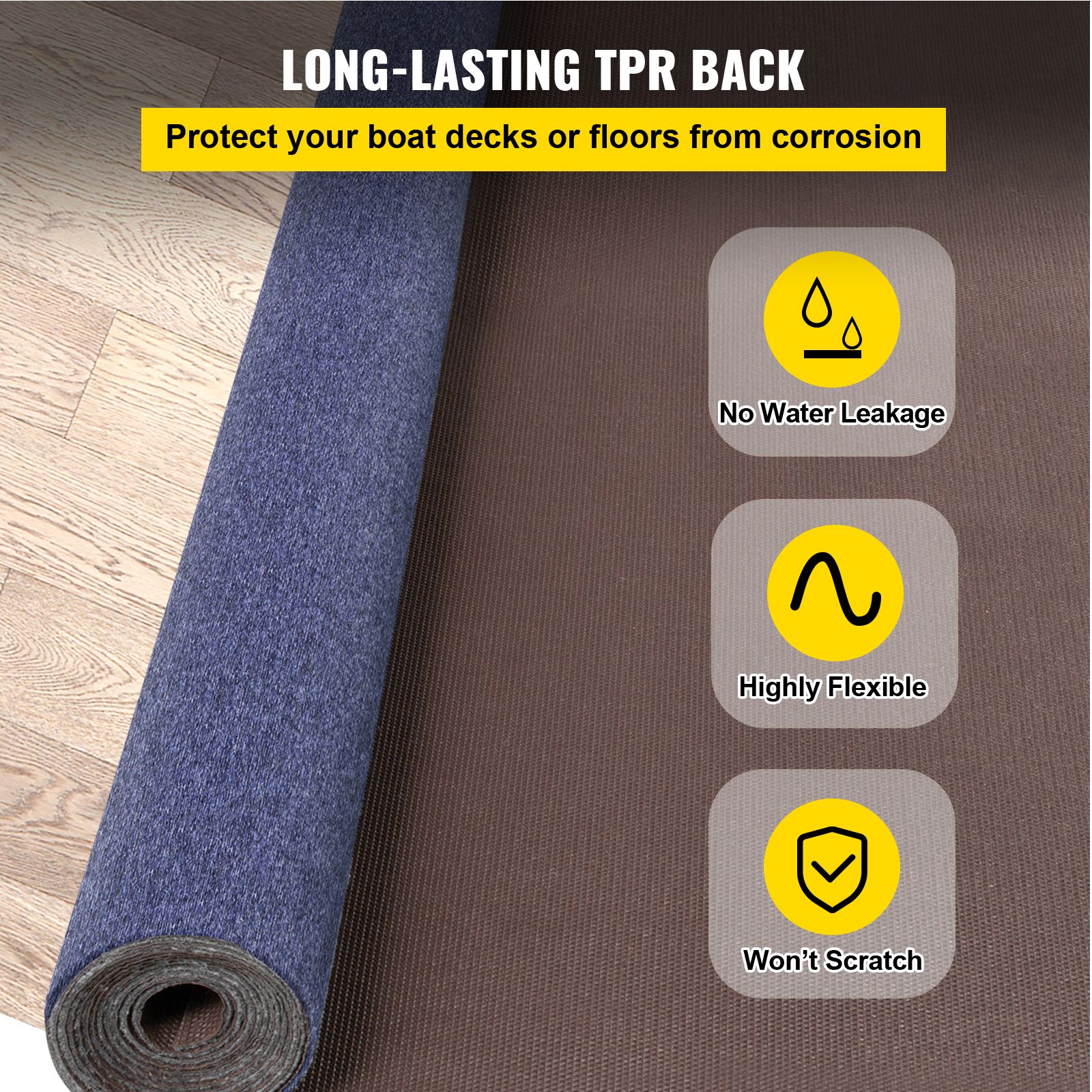 Deep Blue Marine Carpet 6 ft x 39.3 ft, Boat Carpet Rugs, Indoor Outdoor Rugs for Patio Deck Non-Slide TPR Water-Proof Back Outdoor Marine Carpeting Outdoor — image 4