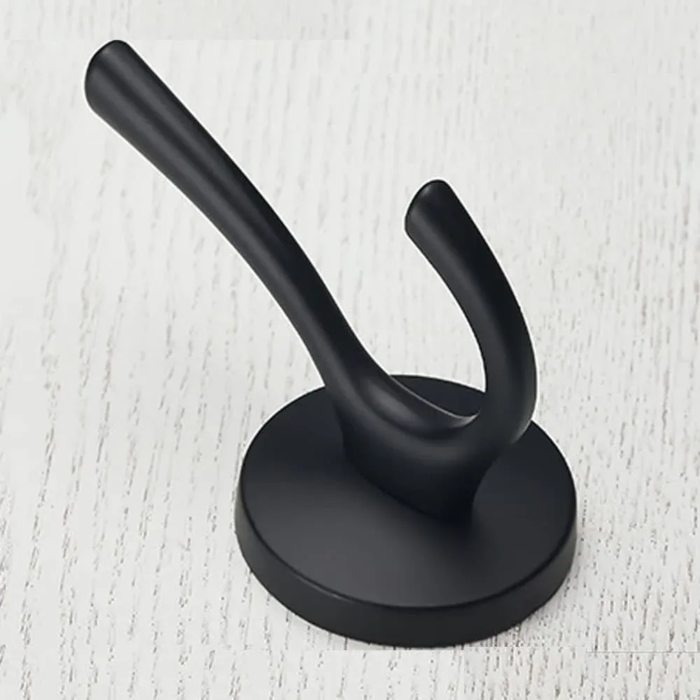 2 Pack Wall Hooks, Heavy Duty Self Adhesive Coat Towel Robe Hangers for Bathroom Kitchen, Black โ image 3