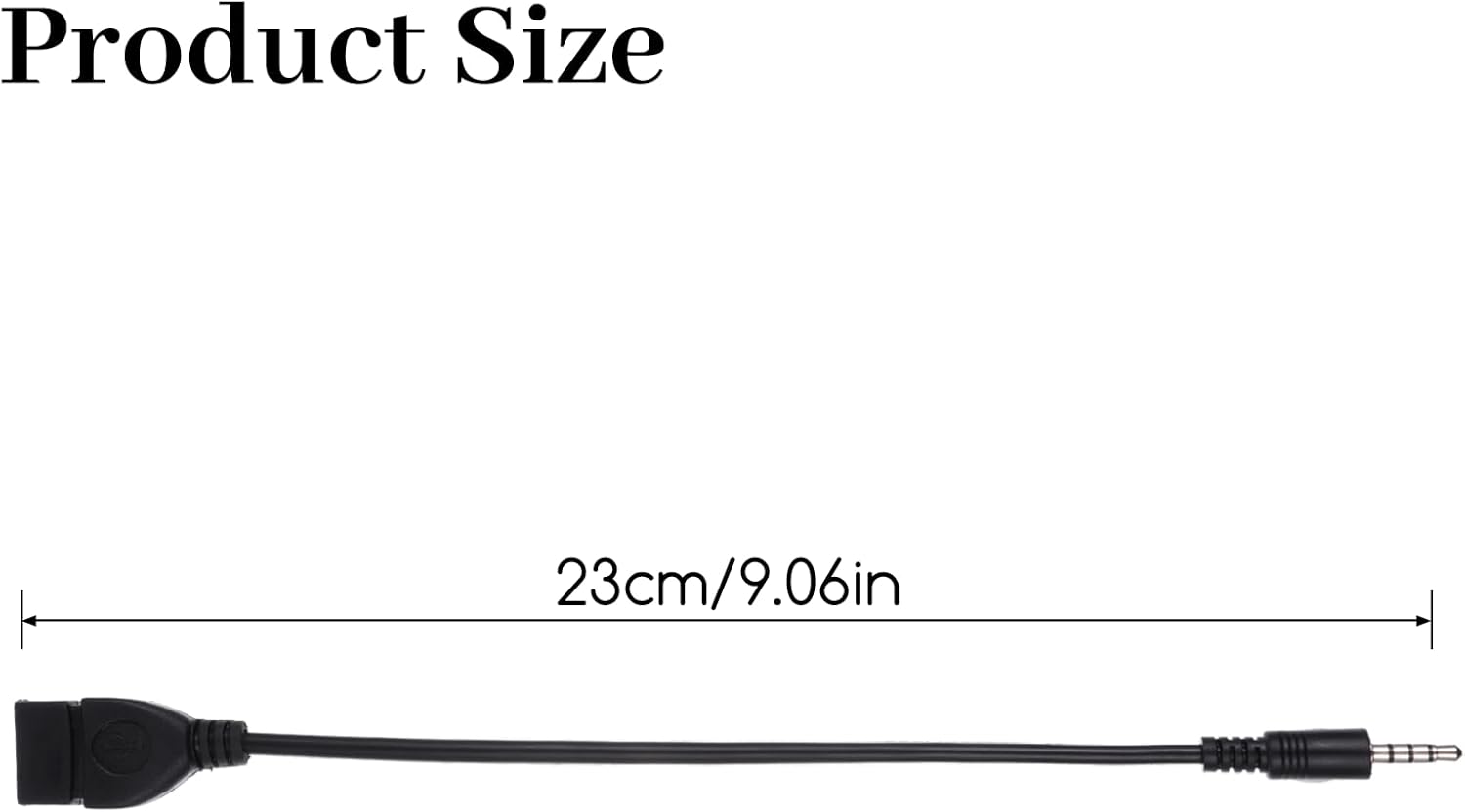 USB to AUX Audio Adapter, 3.5 mm Male AUX Audio Jack Plug to USB 2.0 Female Converter Adapter Cable Cord 9 Inch Length Black OTG Adapters Accessories for Car — image 3