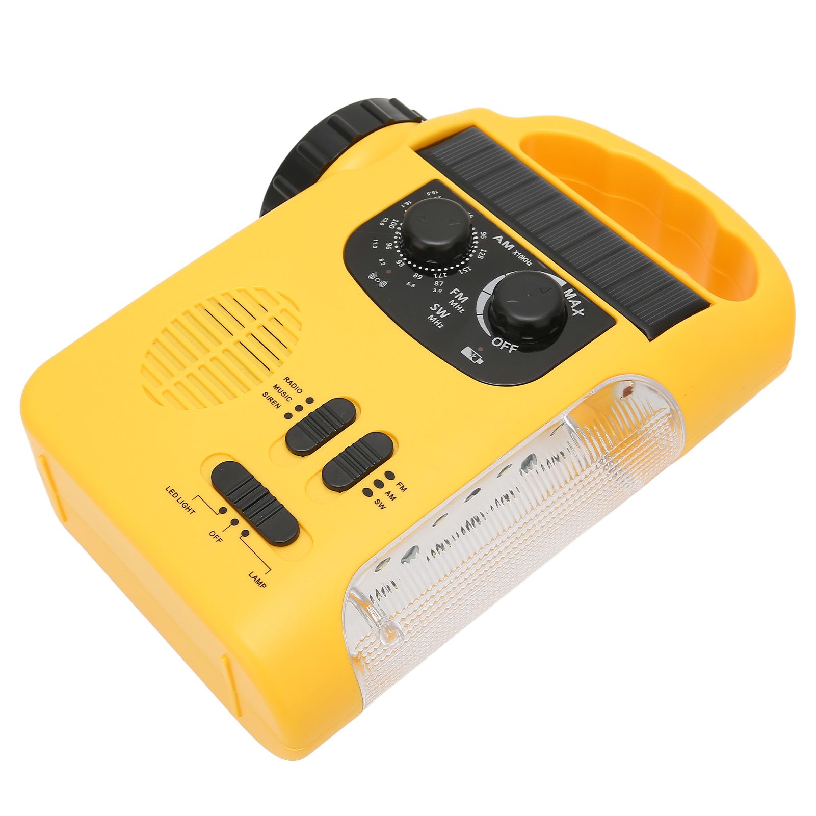 Hand Crank Solar Radio AM FM SW Emergency Radio with LED Flashlight Reading Light MP3 Player for Outdoor CampingYellow — image 6