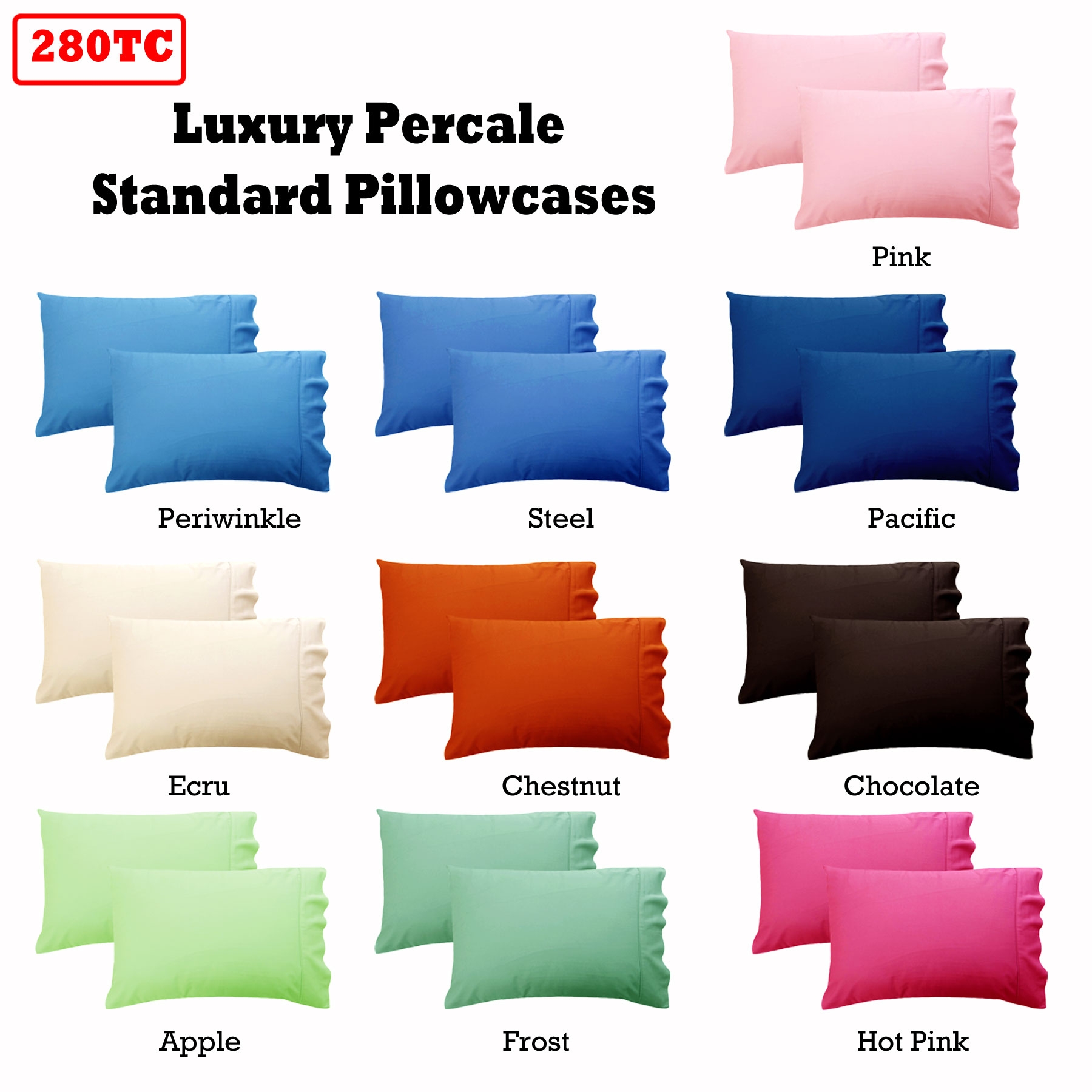 280TC Luxury Percale Standard Pillowcases Perwinkle โ image 2