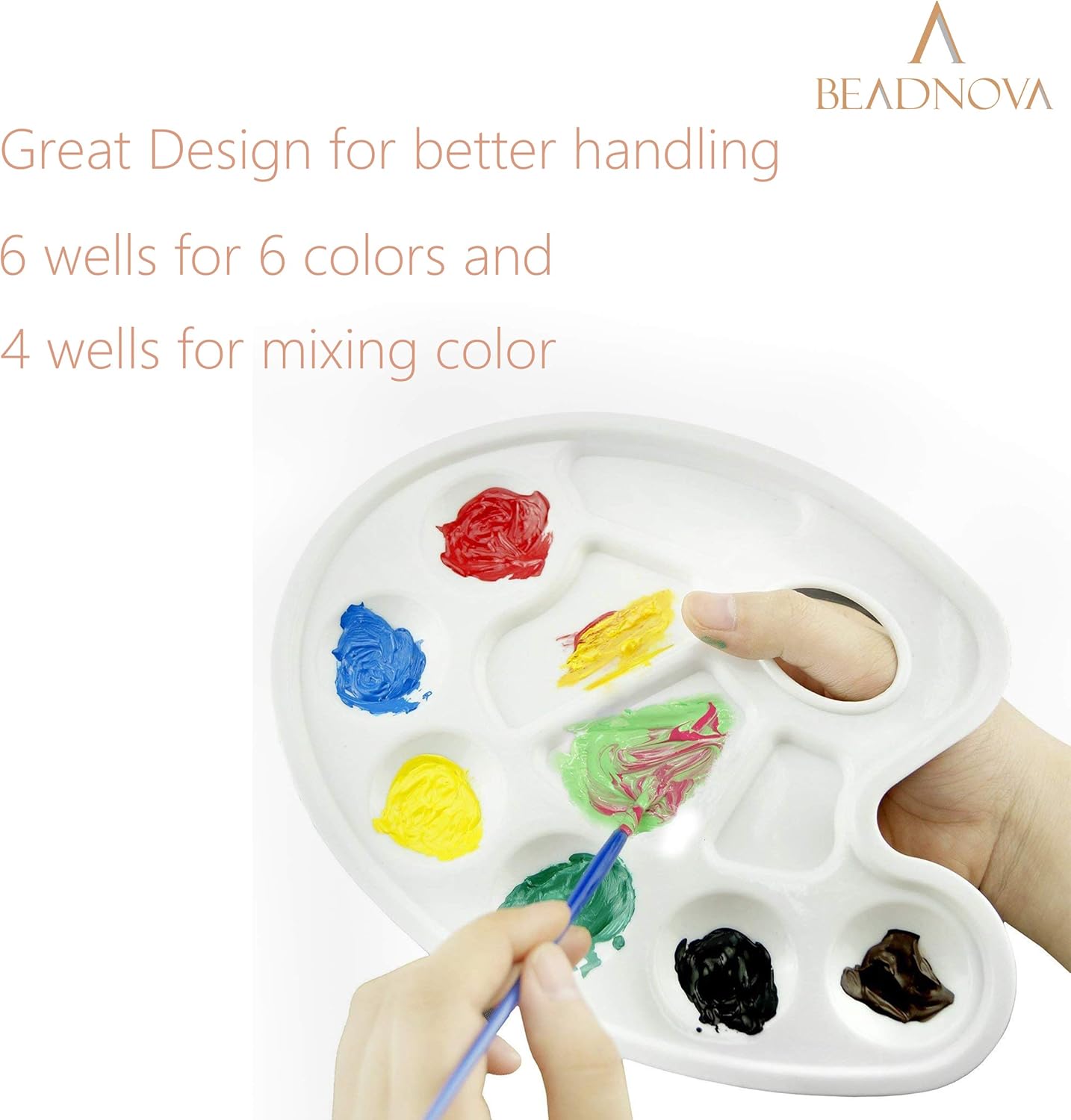 BEADNVOA Paint Tray Palette Paint Pallet with Thumb Hole Model Painter Tray for Kids Artists Painters (3 pcs, for Acrylic, Oil, Watercolor) โ image 3