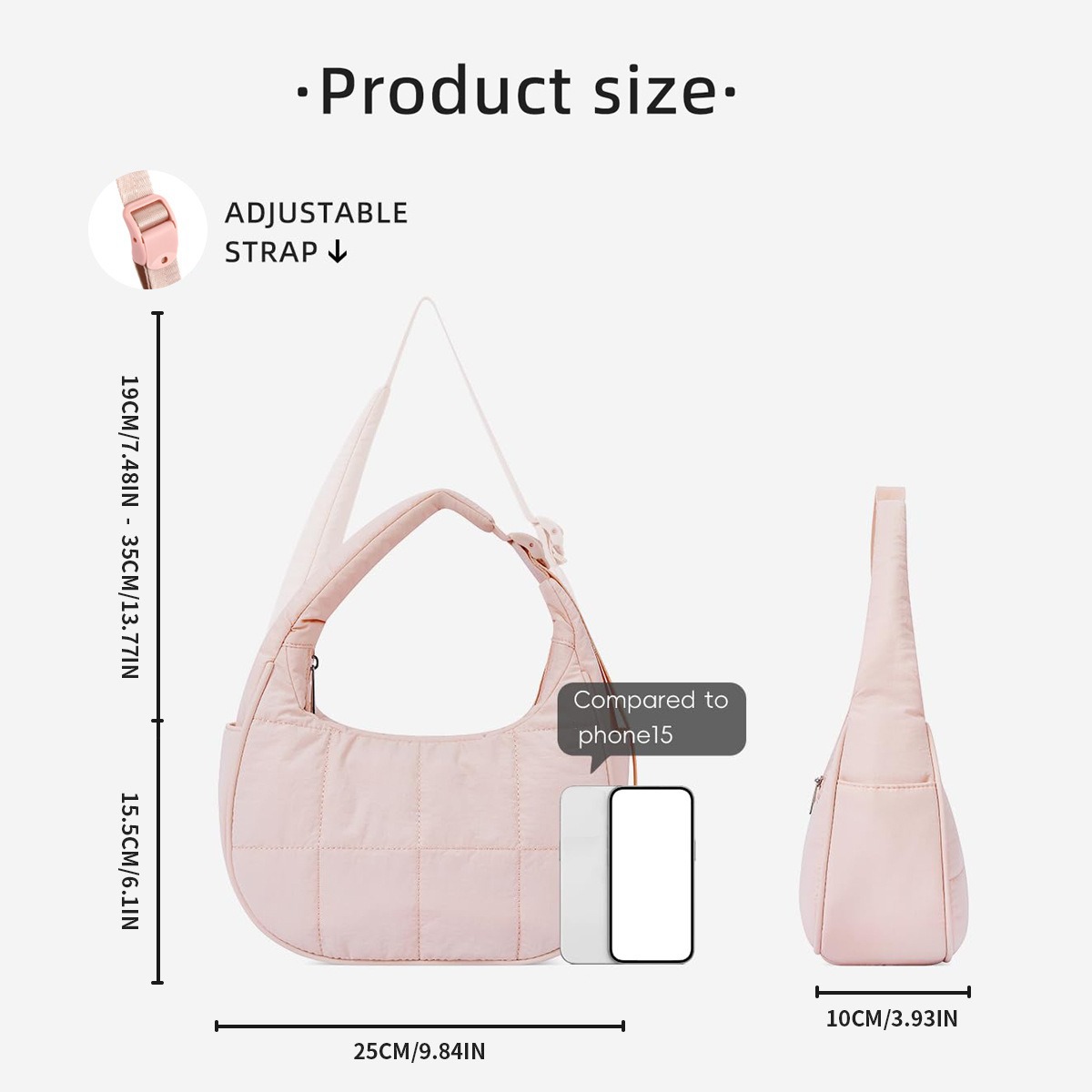 Black Trendy Nylon Puffer Shoulder Bag for Women - Lightweight Large Capacity Underarm Tote — image 4