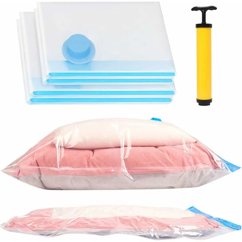 4 Pack Vacuum Storage Bags (2 Jumbo 100 × 80Cm, 2 Large 80 × 60Cm), Waterproof Bag For Duvets, Pillows, Clothes With Travel
