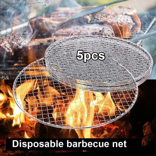 5 Pack Round Galvanised Iron BBQ Grill Grates with Wire Mesh for Camping, Outdoor Barbecue and Food Warming, Silver, 30 cm — image 2
