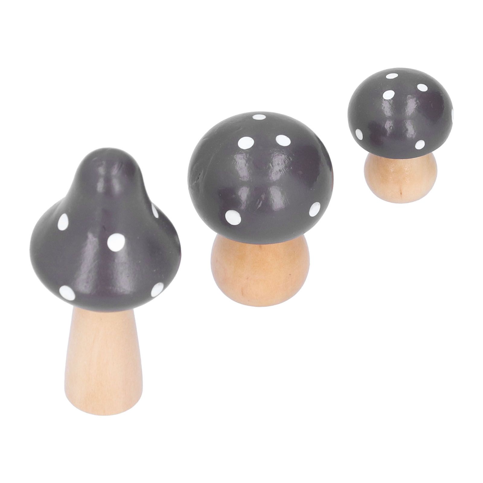 3Pcs/Set Mushroom Crafts Innovative Cute Wooden Ornaments Home Office Desktop DecorationBrown — image 6