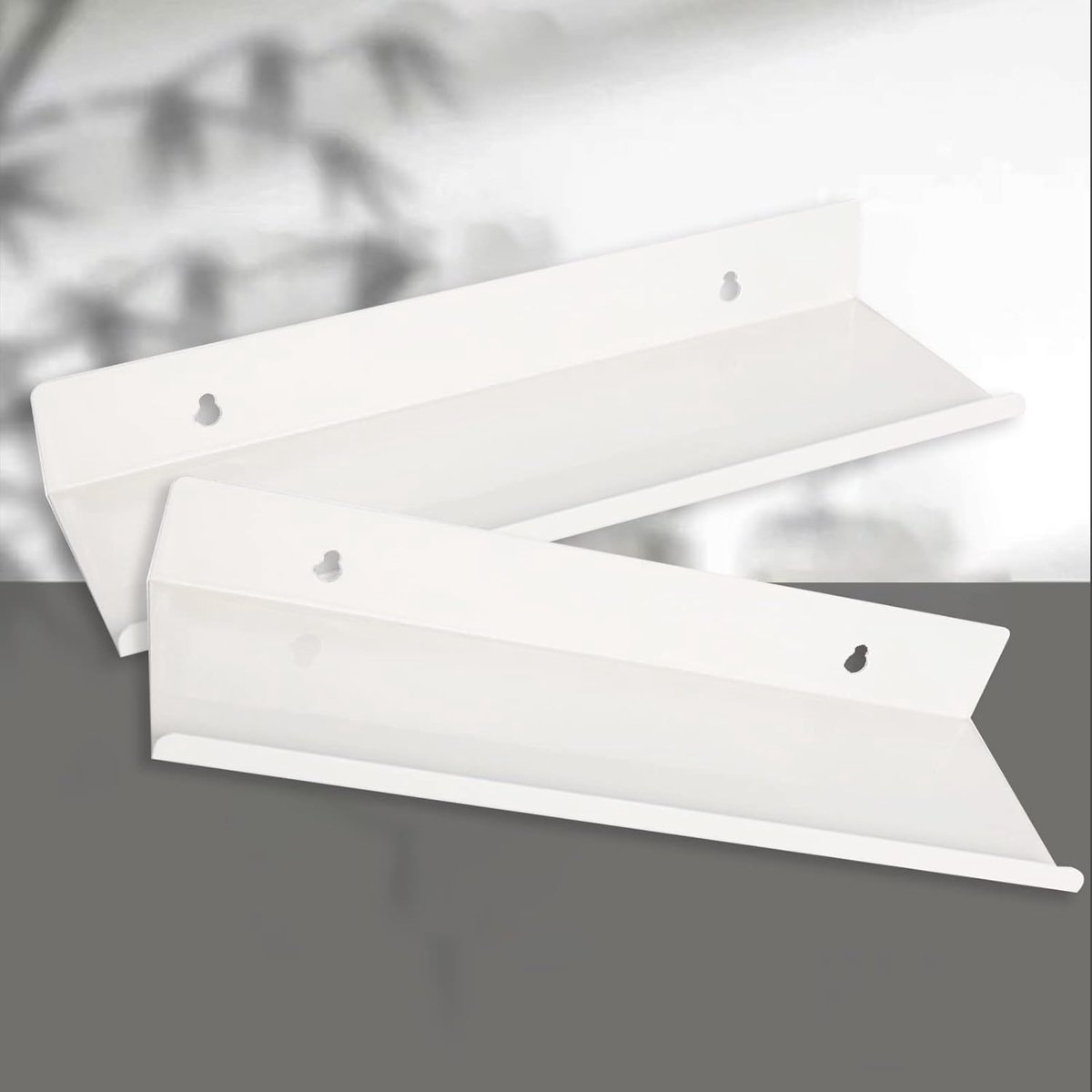 2 pieces - Wall shelf - Shower shelf - shelves - 30CM - carbon steel - white - floating - for bedroom, bathroom, kitchen, living room, office — image 3