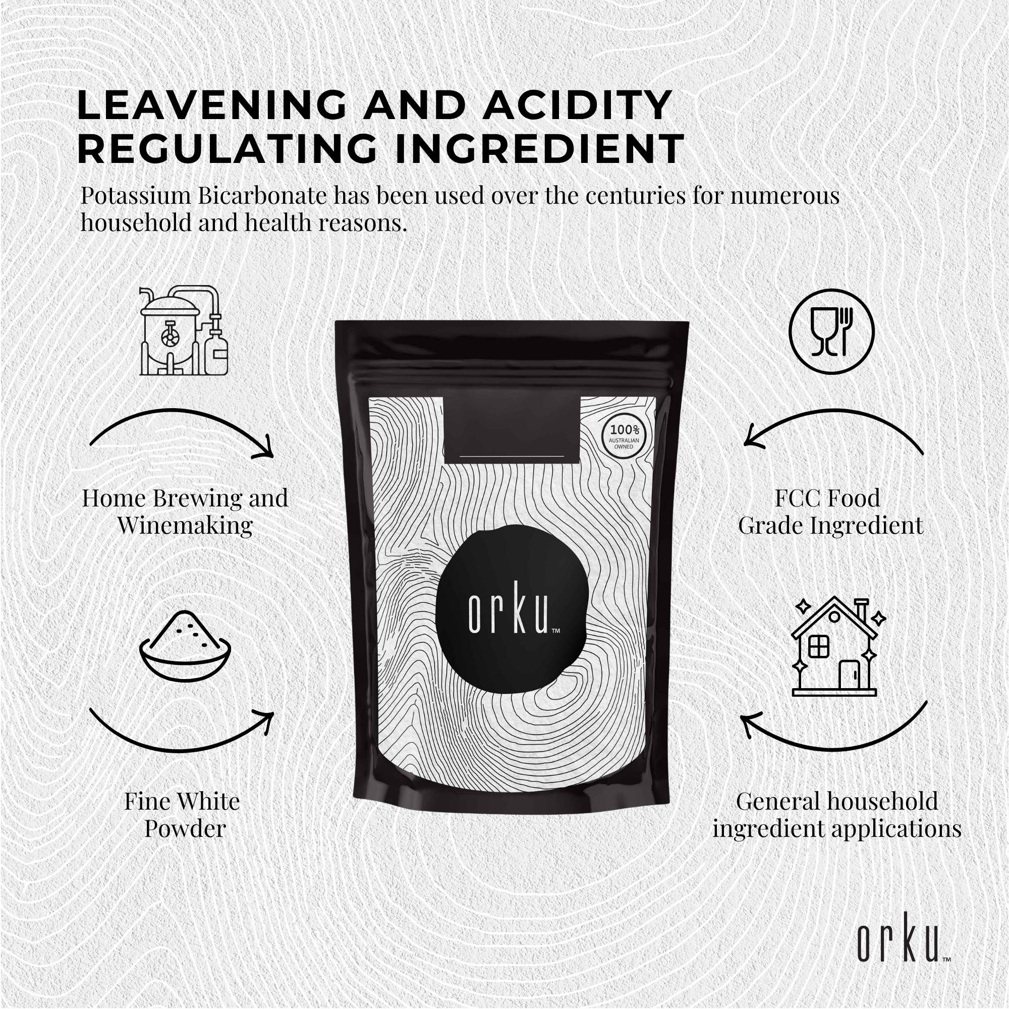 Orku 400g Potassium Bicarbonate Powder - Food Grade Pure FCC Brewing Baking — image 3