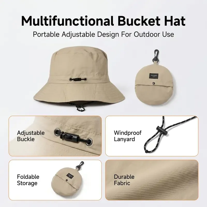 New Unisex Wide Brim Bucket Hat UPF 50+ Sun Protection, Foldable & Windproof Linen Blend Hat for Hiking, Fishing, Beach & Vacation/black — image 3