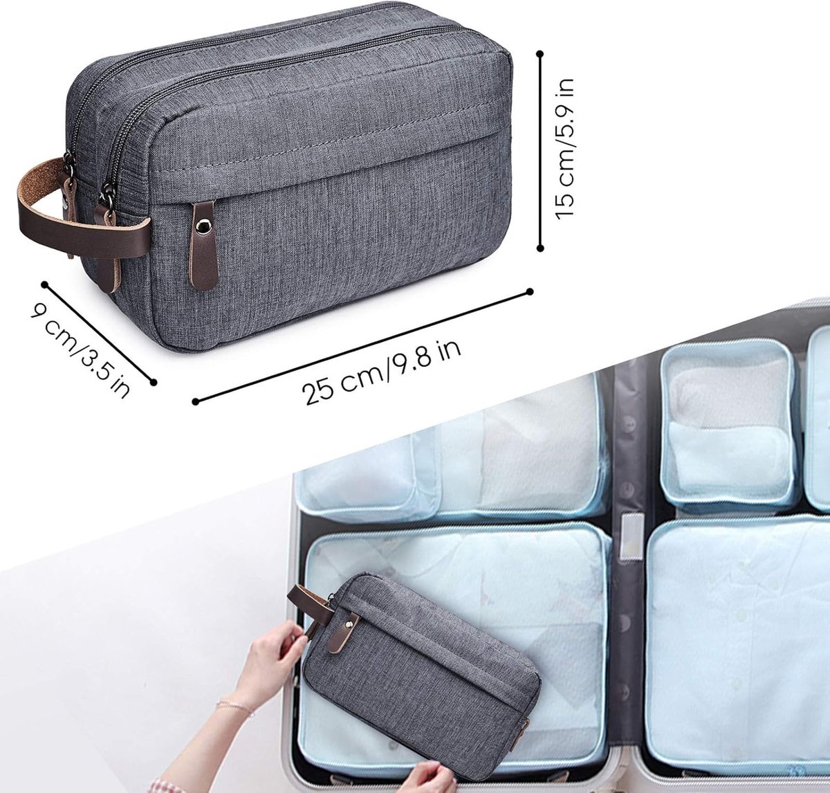 Men's toiletry bag - Travel accessories - Toiletry bag - Makeup bag - Gift - Unisex - Toiletry bag - Grey — image 6