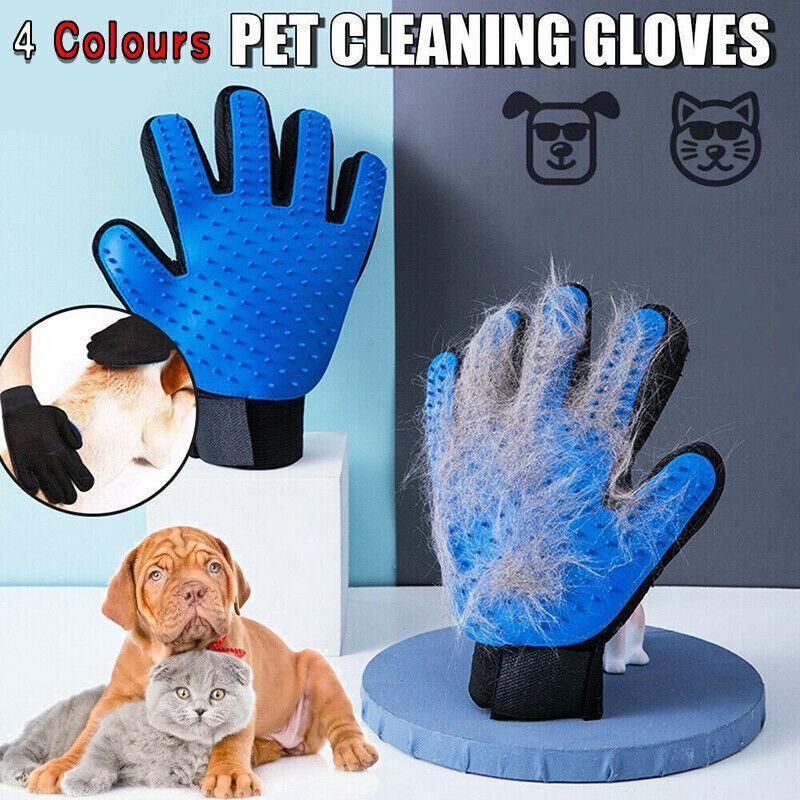 Pet Dog Cat Massage Hair Removal Grooming Comb Touch Cleaning Brush Magic Glove - Pink Right Hand — image 2